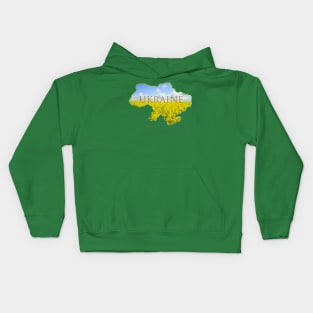 Ukrainian map with national colors. Kids Hoodie